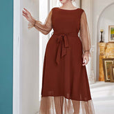 Robe grande taille à taille élastique et coutures